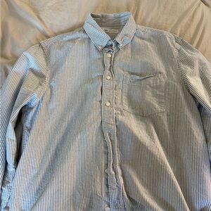 Zara Men's Light Blue Striped Button Down Shirt